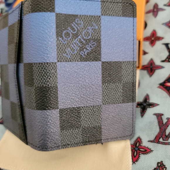 Louis Vuitton Virgil Abloh Pocket Organizer Damier Blue Graphite  Signature Stam - Picture 8 of 12